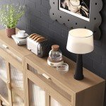 Set of 2 Modern Storage Cabinets with Glass Doors