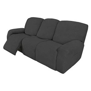Dark Gray Stretch Sofa Slipcover with Recliner Support