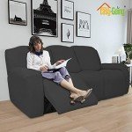 Dark Gray Stretch Sofa Slipcover with Recliner Support