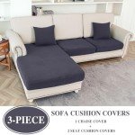 L Shape Washable Couch Cushion Covers - Dark Grey
