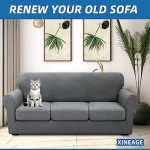 4-Piece Stretch Sofa Cover Set - Light Gray