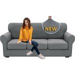 4-Piece Stretch Sofa Cover Set - Light Gray
