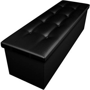 Black Folding Storage Ottoman Bench with Foam Seat