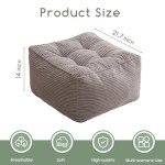 Grey Square Stuffed Pouf Ottoman for Living Room