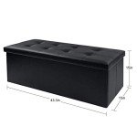 Black Folding Storage Ottoman Bench with Foam Seat