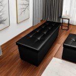 Black Folding Storage Ottoman Bench with Foam Seat
