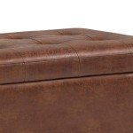 Cosmopolitan Wide Rectangle Storage Ottoman - Distressed Saddle Brown