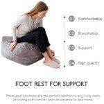 Grey Square Stuffed Pouf Ottoman for Living Room