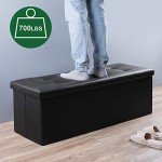 Black Folding Storage Ottoman Bench with Foam Seat