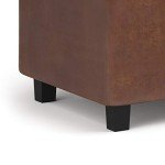 Cosmopolitan Wide Rectangle Storage Ottoman - Distressed Saddle Brown