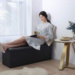Black Folding Storage Ottoman Bench with Foam Seat