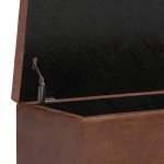 Cosmopolitan Wide Rectangle Storage Ottoman - Distressed Saddle Brown