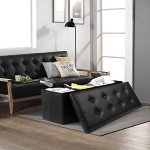 Black Folding Storage Ottoman Bench with Foam Seat