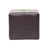 Nox Small Dark Brown Leather Ottoman