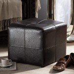 Nox Small Dark Brown Leather Ottoman
