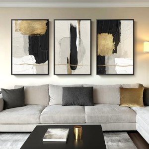 Large Black and White Abstract Canvas Wall Art