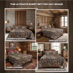 Realtree Camo Queen Sheet Set for Rustic Decor