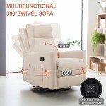 Beige Swivel Rocking Recliner Chair with Footrest