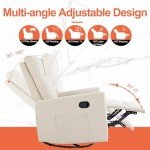 Beige Swivel Rocking Recliner Chair with Footrest