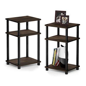 3-Tier Turn-N-Tube End Table Set, Columbia Walnut