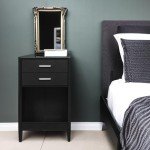 Black Nightstand Set with Charging Station & Drawers