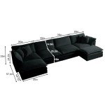 Black Modular 6-Seater U-Shaped Sectional Sofa