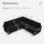 Reversible L-Shaped Convertible Sectional Sofa in Velvet