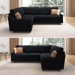 Reversible L-Shaped Convertible Sectional Sofa in Velvet