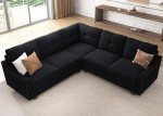 Reversible L-Shaped Convertible Sectional Sofa in Velvet