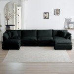 Black Modular 6-Seater U-Shaped Sectional Sofa