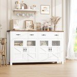 Modern White Sideboard Buffet Cabinet with Storage