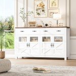 Modern White Sideboard Buffet Cabinet with Storage