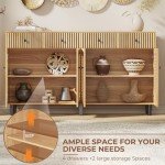 Boho Rattan Sideboard Buffet Cabinet with Storage
