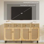 Boho Rattan Sideboard Buffet Cabinet with Storage