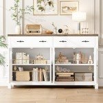 Modern White Sideboard Buffet Cabinet with Storage