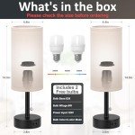 Set of 2 Bedside Table Lamps with Charging Port