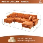 U-Shaped Velvet Sofa with Double Chaise Lounge