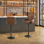 Adjustable Dark Brown Bar Stools Set of 2