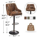 Adjustable Dark Brown Bar Stools Set of 2