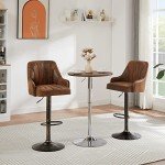 Adjustable Dark Brown Bar Stools Set of 2