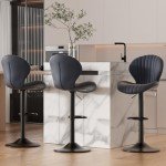 Set of 3 Modern Swivel Bar Stools in Grey