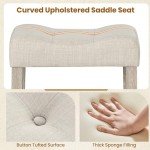 Beige Upholstered Saddle Bar Stools Set of 4