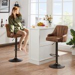 Adjustable Dark Brown Bar Stools Set of 2
