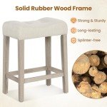 Beige Upholstered Saddle Bar Stools Set of 4