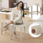 Beige Upholstered Saddle Bar Stools Set of 4