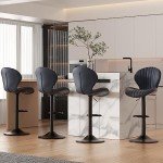 Set of 3 Modern Swivel Bar Stools in Grey