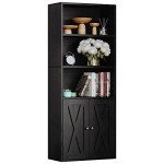 Industrial 5-Shelf Bookcase with Doors - Floor Standing