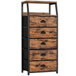 5-Drawer Vertical Fabric Dresser and Storage Tower
