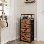 5-Drawer Vertical Fabric Dresser and Storage Tower