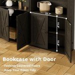 Industrial 5-Shelf Bookcase with Doors - Floor Standing